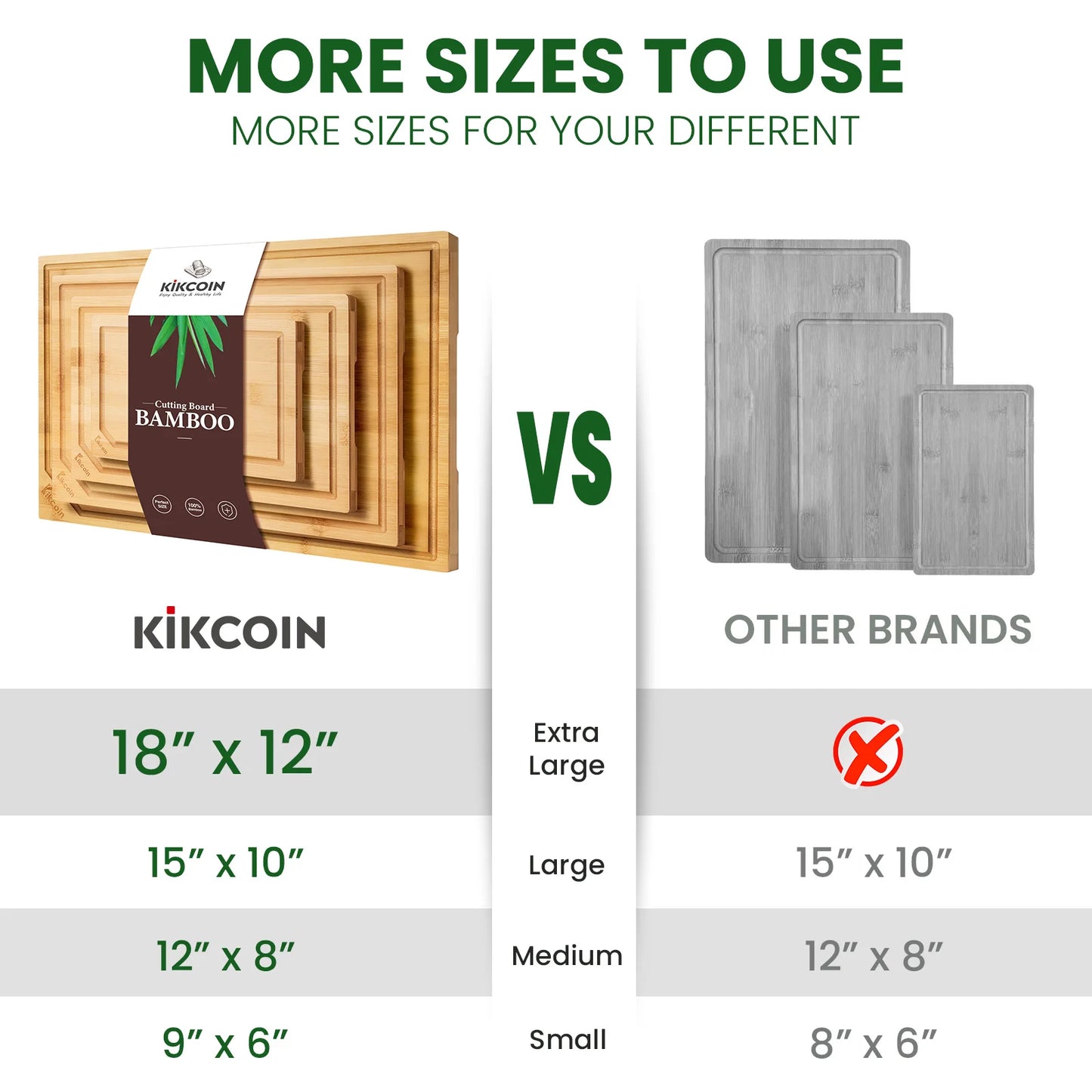 4 Piece Extra Large Kitchen Bamboo Cutting Board Set