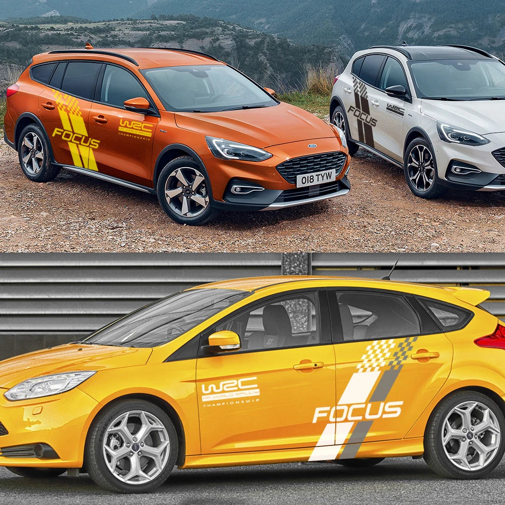 Car Both Side Body Sticker Stylish Auto Racing Sports Vinyl Film Decal For Ford Focus MK2 MK3 Tuning Accessories