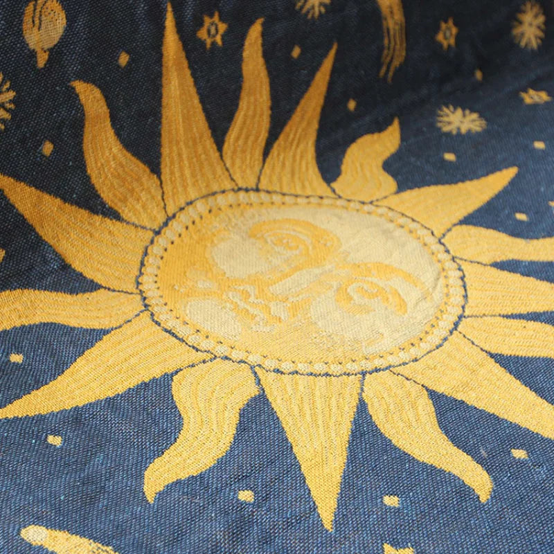 Textile City American Country Retro Jacquard Woven Blanket Sun Moon God Sofa Throw Dust Proof Cushion Carpet 180x230cm