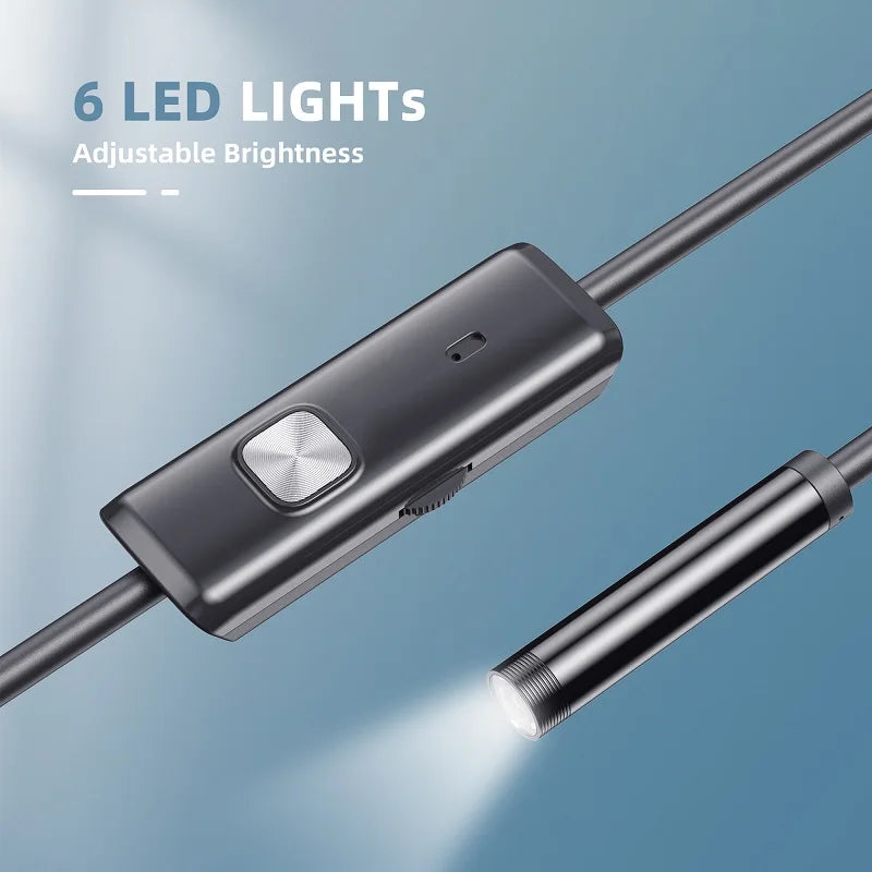 5.5MM 7MM Android Endoscope 3IN1 Type C Micro USB Mini Camera Pipe Inspection Borescope 6 LEDs Waterproof for Smartphone PC