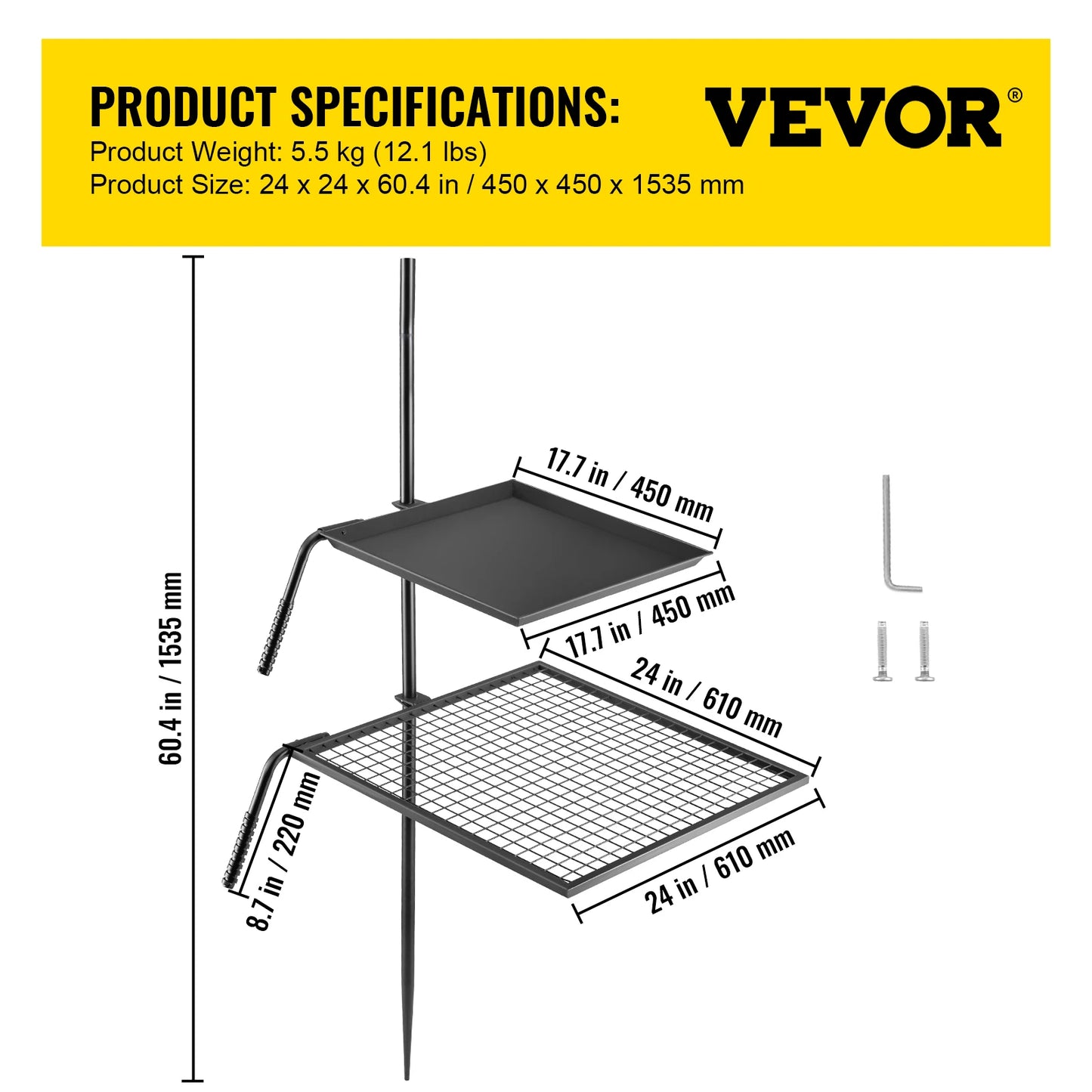 VEVOR Swivel Charcoal Grill For Outdoor Camping And Barbecue