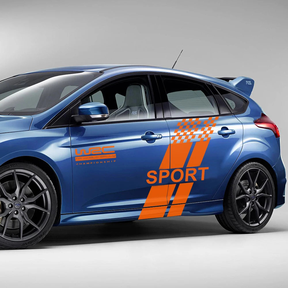 Car Both Side Body Sticker Stylish Auto Racing Sports Vinyl Film Decal For Ford Focus 2 3 MK2 MK3 Tuning Accessories