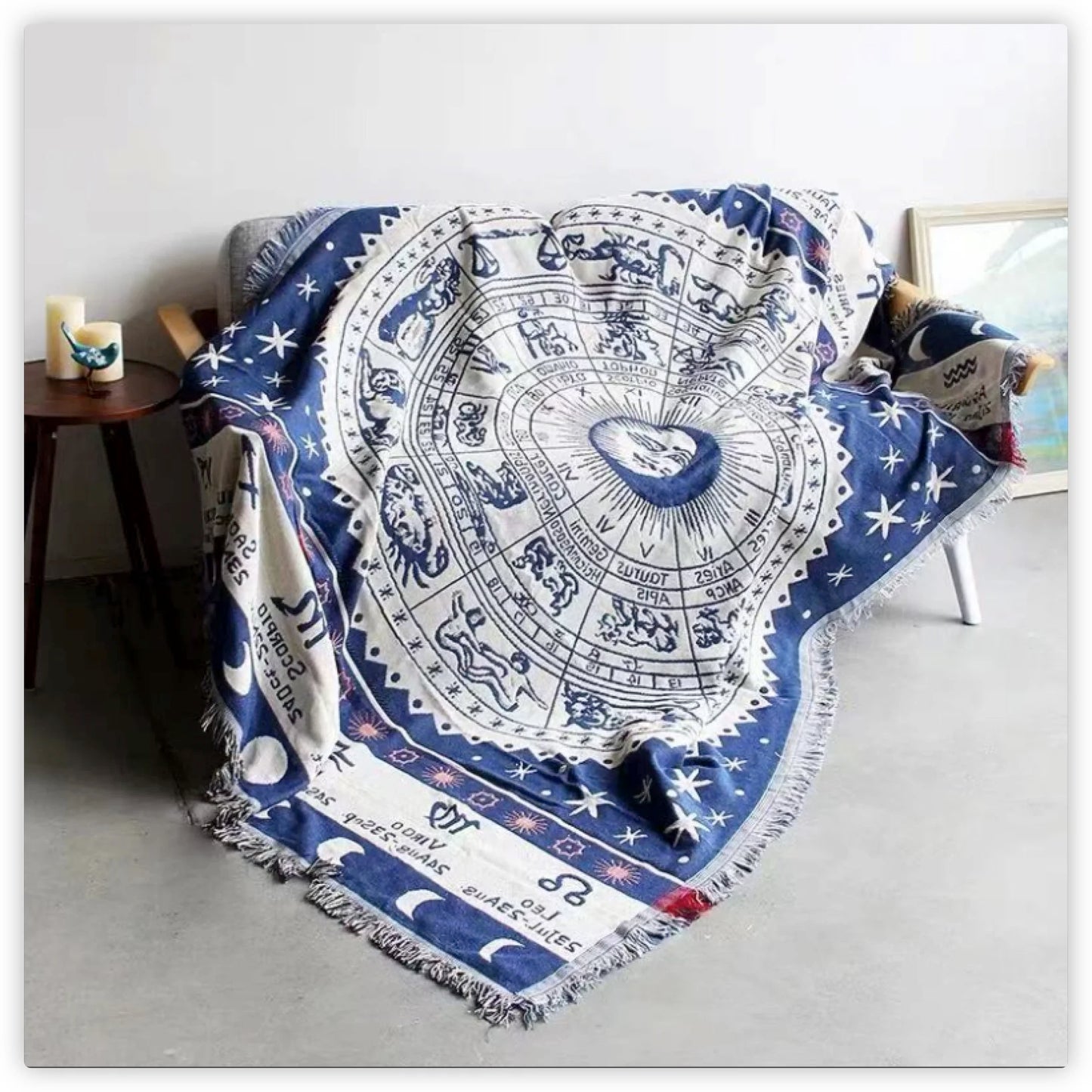 Textile City American Country Retro Jacquard Woven Blanket Sun Moon God Sofa Throw Dust Proof Cushion Carpet 180x230cm