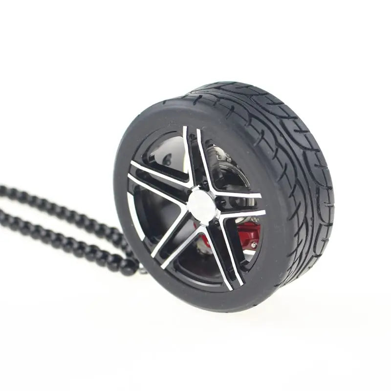 Metal Wheel Tire Pendant Keychain for Car Interior Decoration