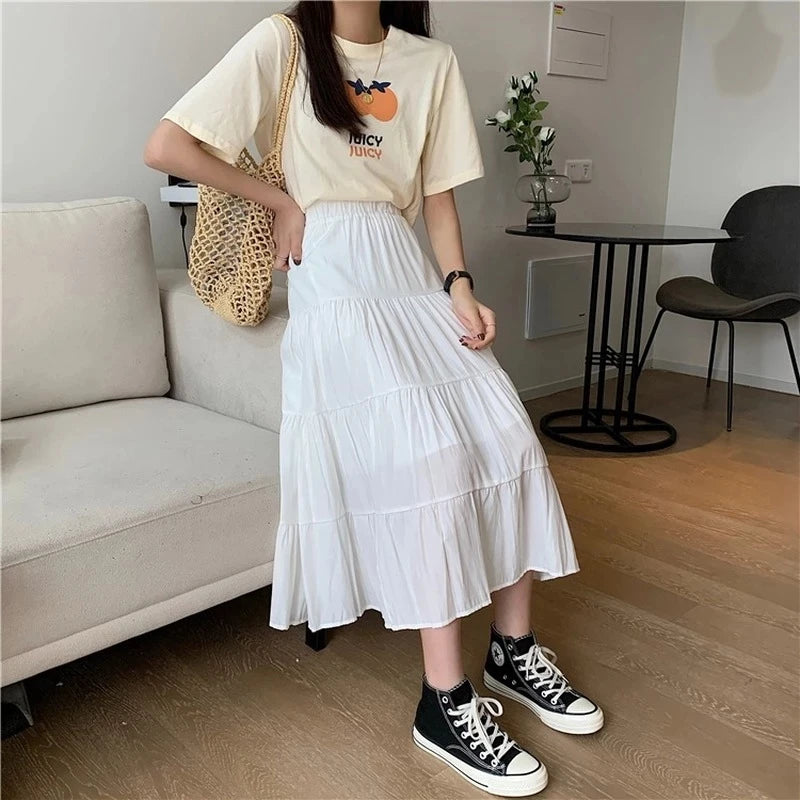 Chic Vintage High Waist Chiffon Skirt for Women