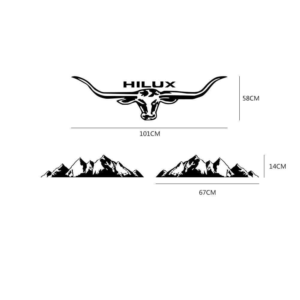 3PCS Car Stickers Auto Rear Trunk Vinyl Film Decal Sport Automobile Decoration Accessories For Toyota Hilux Revo Vigo