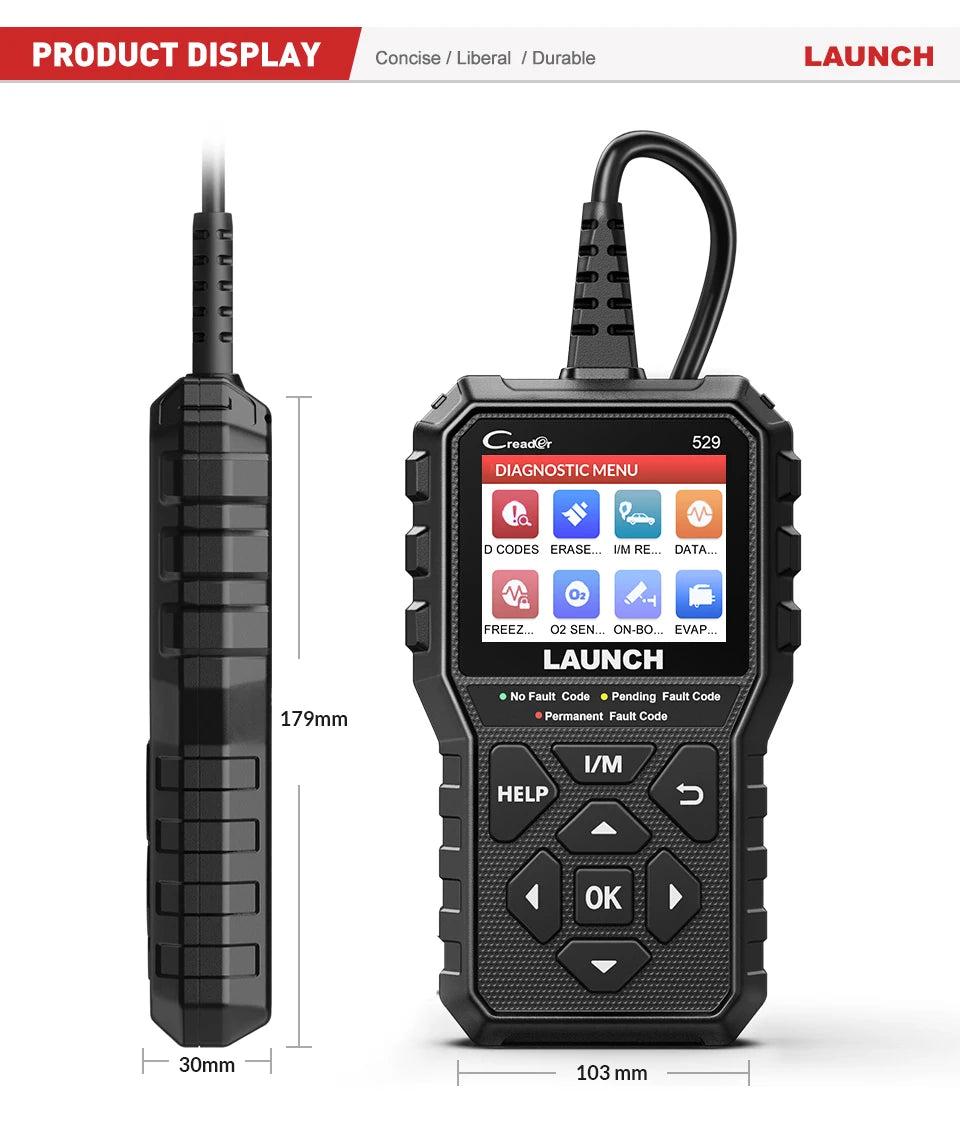 Launch Creader 529 OBD2 Scanner Automotive Diagnostic Tool OBDII Code Reader Fault Code Reader CR529