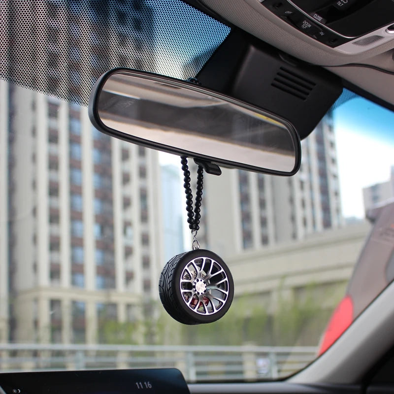 Stylish Wheel Pendant Keychain for Car Interior Decoration