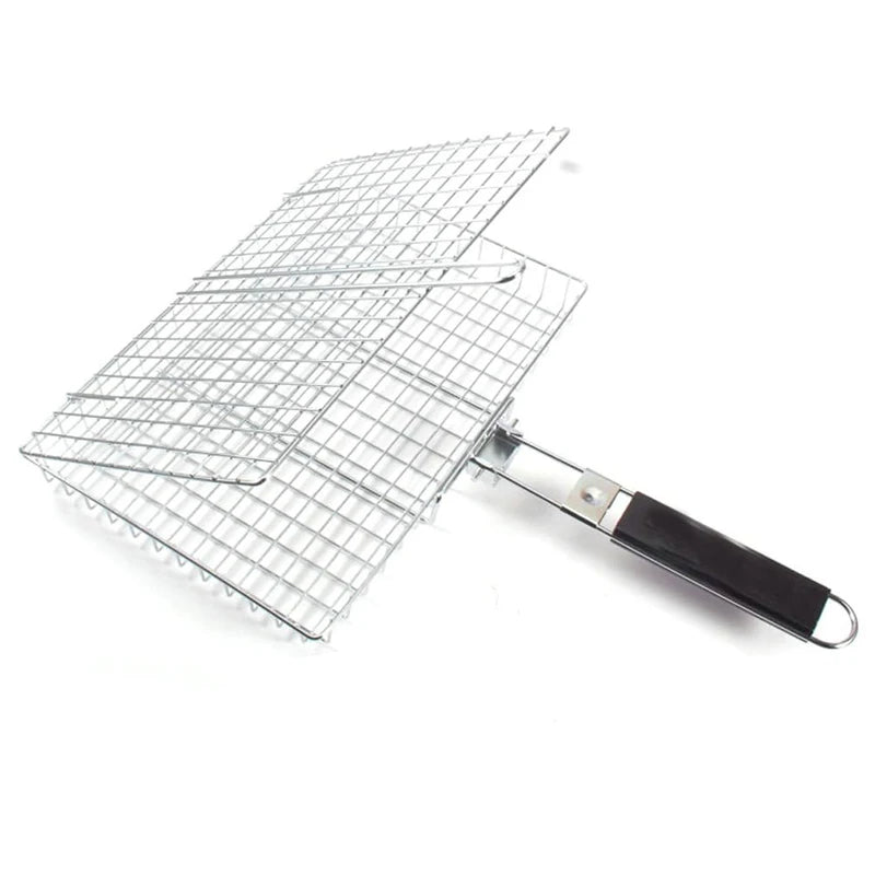 Folding Portable Stainless Steel BBQ Grill Basket for Cooking