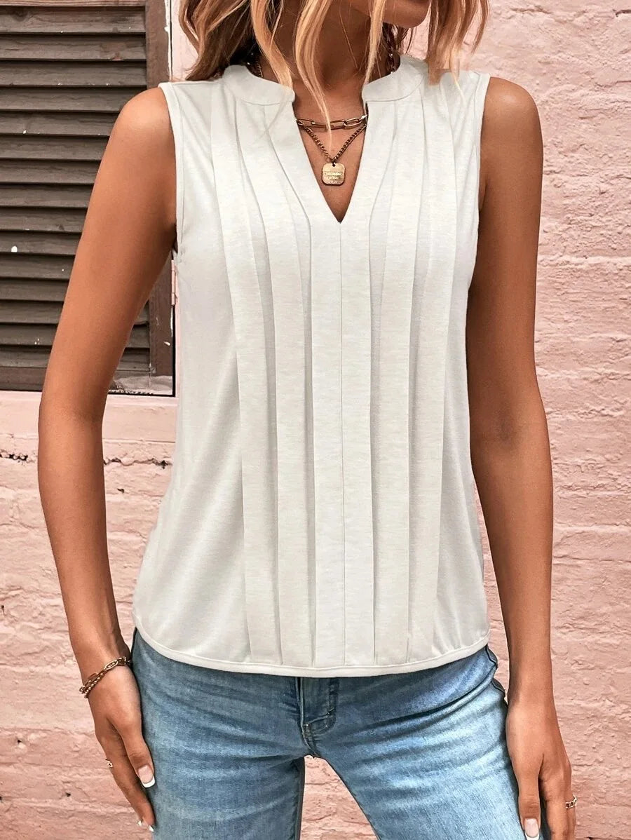 BkquCN Solid Casual Sleeveless Blouses For Women Summer