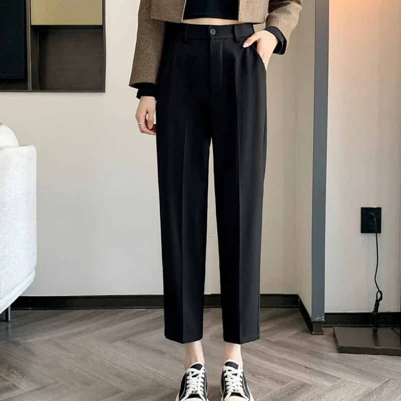 Women’s High-Waisted Casual Loose Ankle-Length Work Pants