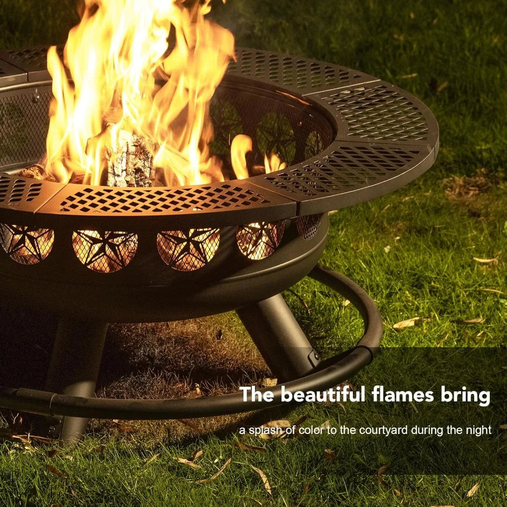 3-in-1 Outdoor Fire Pit With Cooking Grill For Backyard Fun