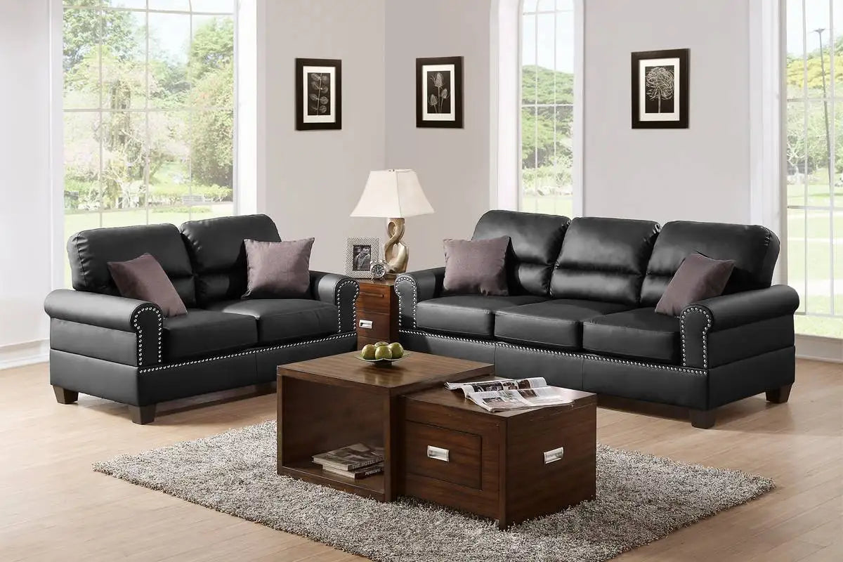 TODRANI Living Room Sofa Set Faux Leather Tufted Cushions