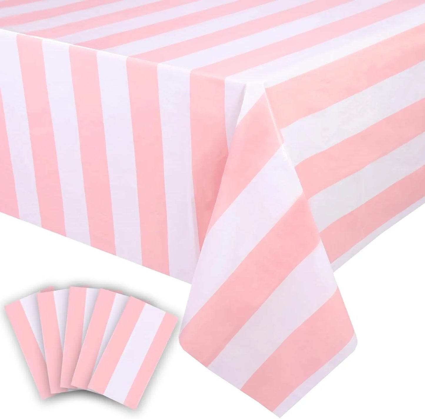 Waterproof Red and White Striped Tablecloth for Parties