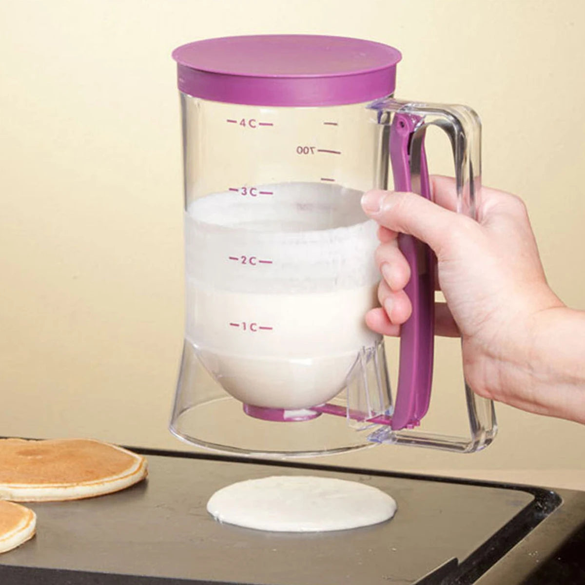 Batter Separator Dispenser with Measuring Label and Squeeze Handle