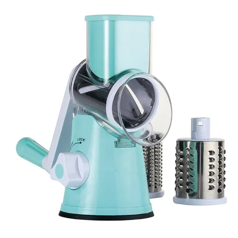 Vegetable Cutter and Slicer Manual Kitchen Cheese Chopper with 3 Sharp Drums