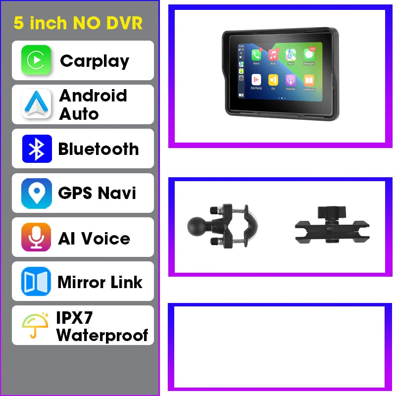 JMCQ Motorcycle DVR GPS Multimedia Player CarPlay IPX7