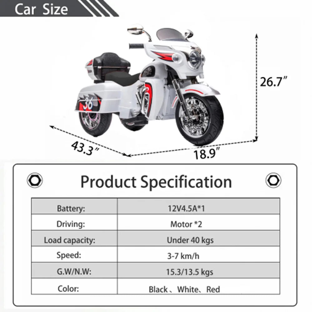 Hign Concerned Kids Electric 12V Two Seat Ride On Motorcycle