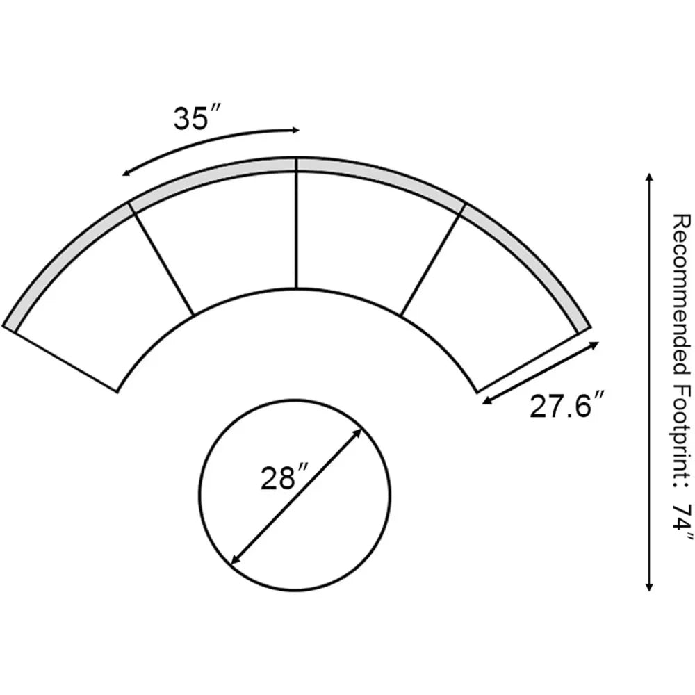 Patio Furniture Set Half Moon Outdoor All Weather Wicker Sofa With Coffee Table Collection