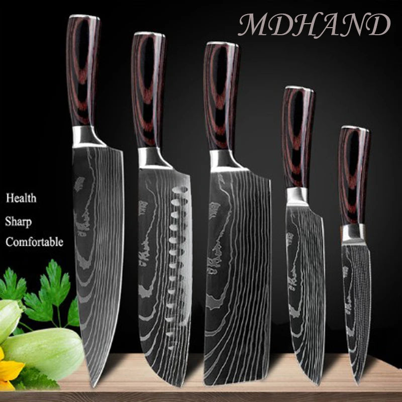 Damascus Style Chef Knife for Precision Slicing and Utility