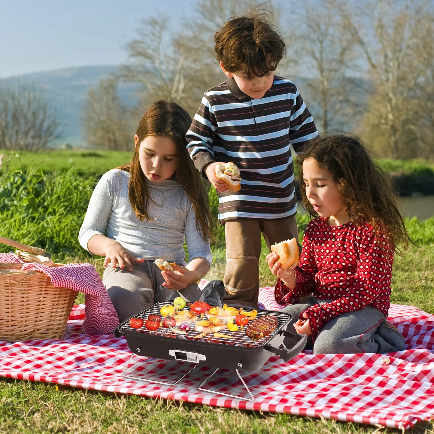 Portable Charcoal Grill for Outdoor Cooking and Picnics