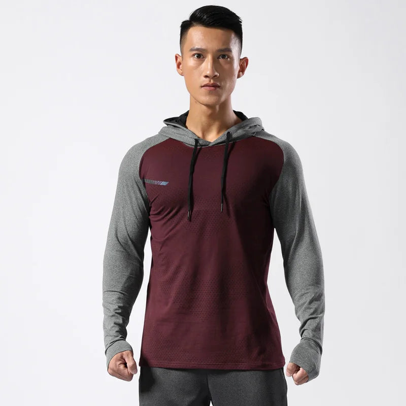 WIROFKERCN Men Long Sleeve Sports Hoodie Training Jacket
