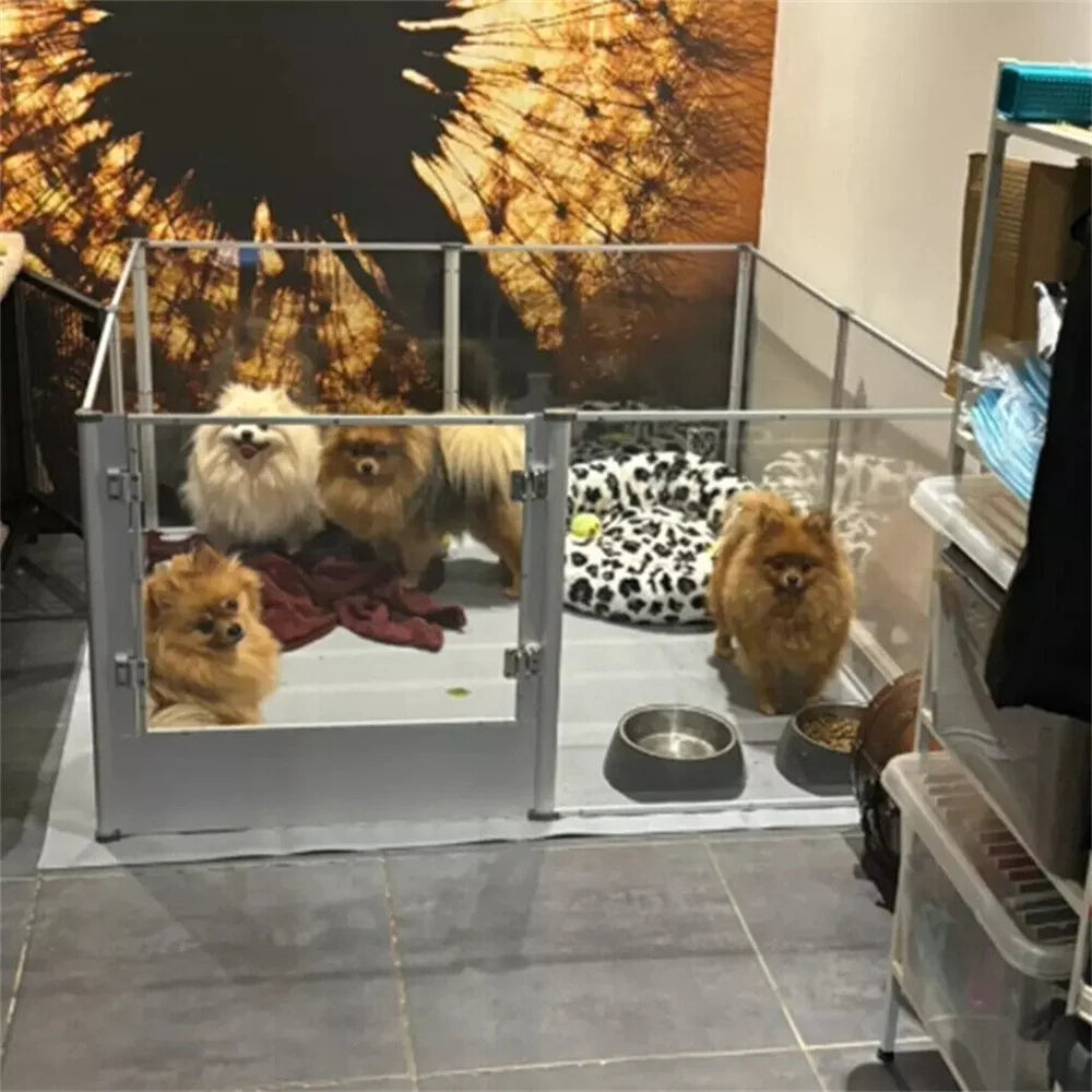1Pc Large Acrylic Dog Playpen Cage Indoor Enclosure Puppy Playpen with Waterproof Fertility Pad