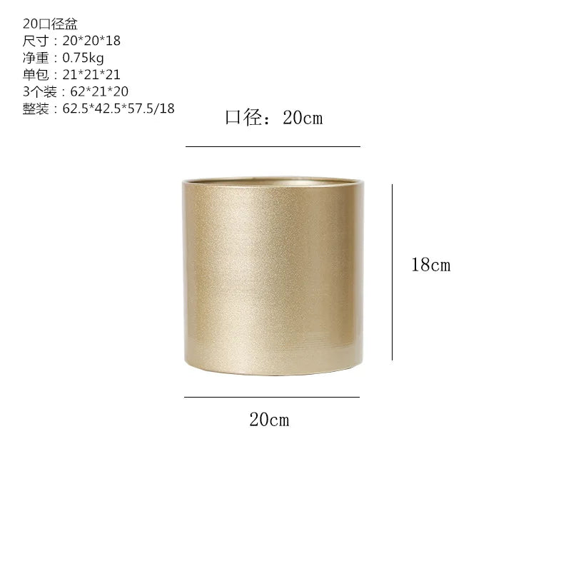 Creative Cylindrical Metal Flower Pot For Home Decoration