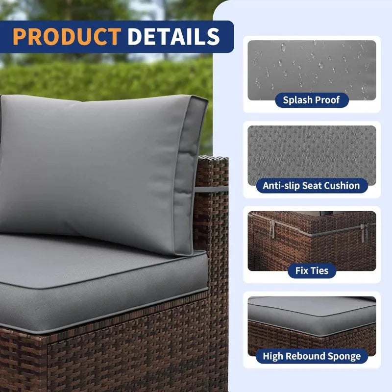 Outdoor Sectional Patio Furniture Set with Waterproof Cover