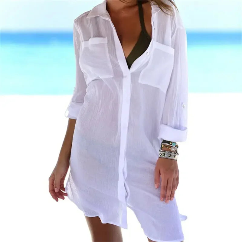 Liva Girl Cotton Beach Maxi Dress Tunic Cover Up Elegance