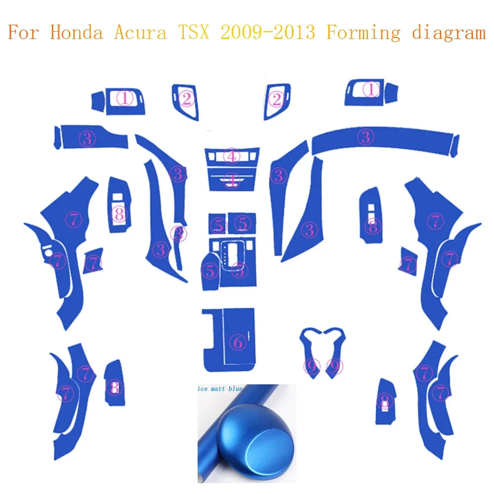 Car Styling Carbon Fiber Interior Center Console Color Change Molding Sticker Decals for Honda Acura TSX 2009 to 2013