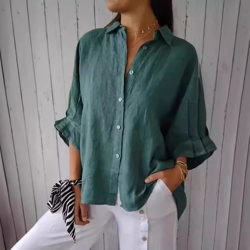 CN Guangdong Cotton Linen Womens T Shirt Loose Fit Top