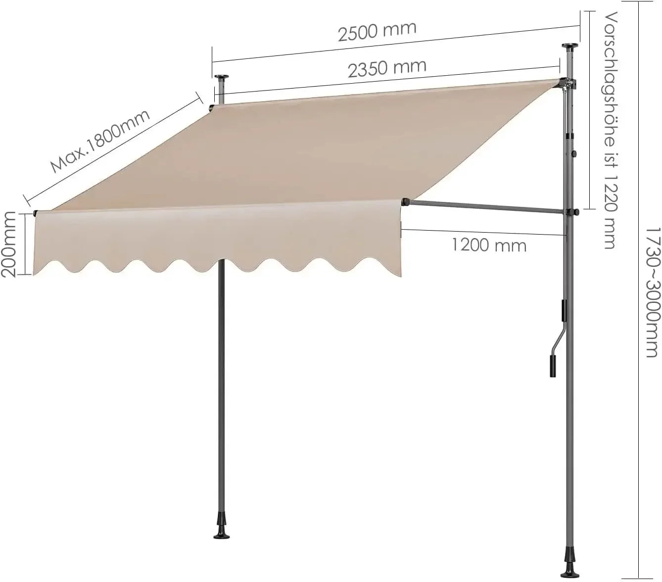 Retractable Outdoor Patio Awning Sunshade Canopy for Backyard