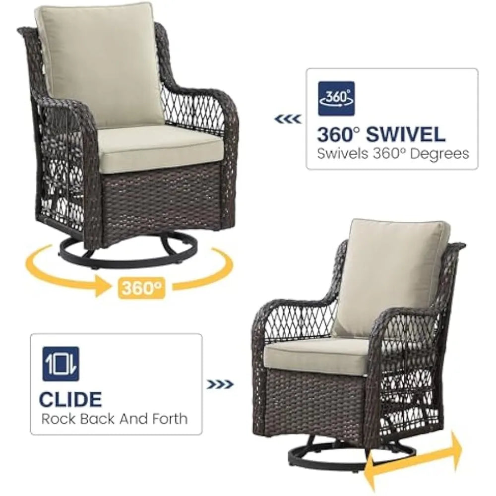 RBXCHign Outdoor Swivel Rocker Chair Set With Side Table
