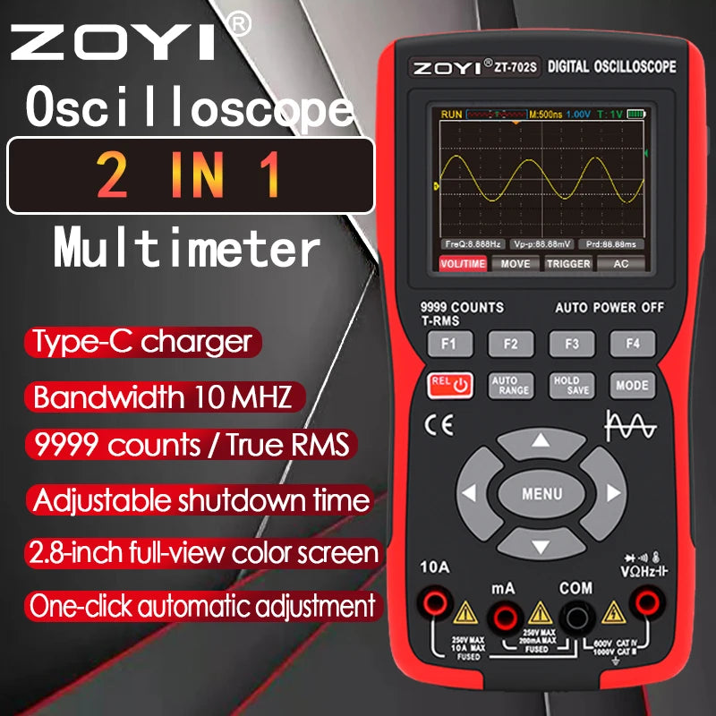 ZOYI ZT-702S 2 In 1 Handheld Digital Oscilloscope Multimeter