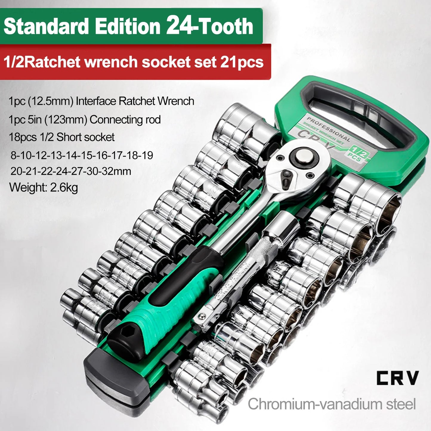 Ratchet Socket Wrench Set With Quick Release Reversible Handle