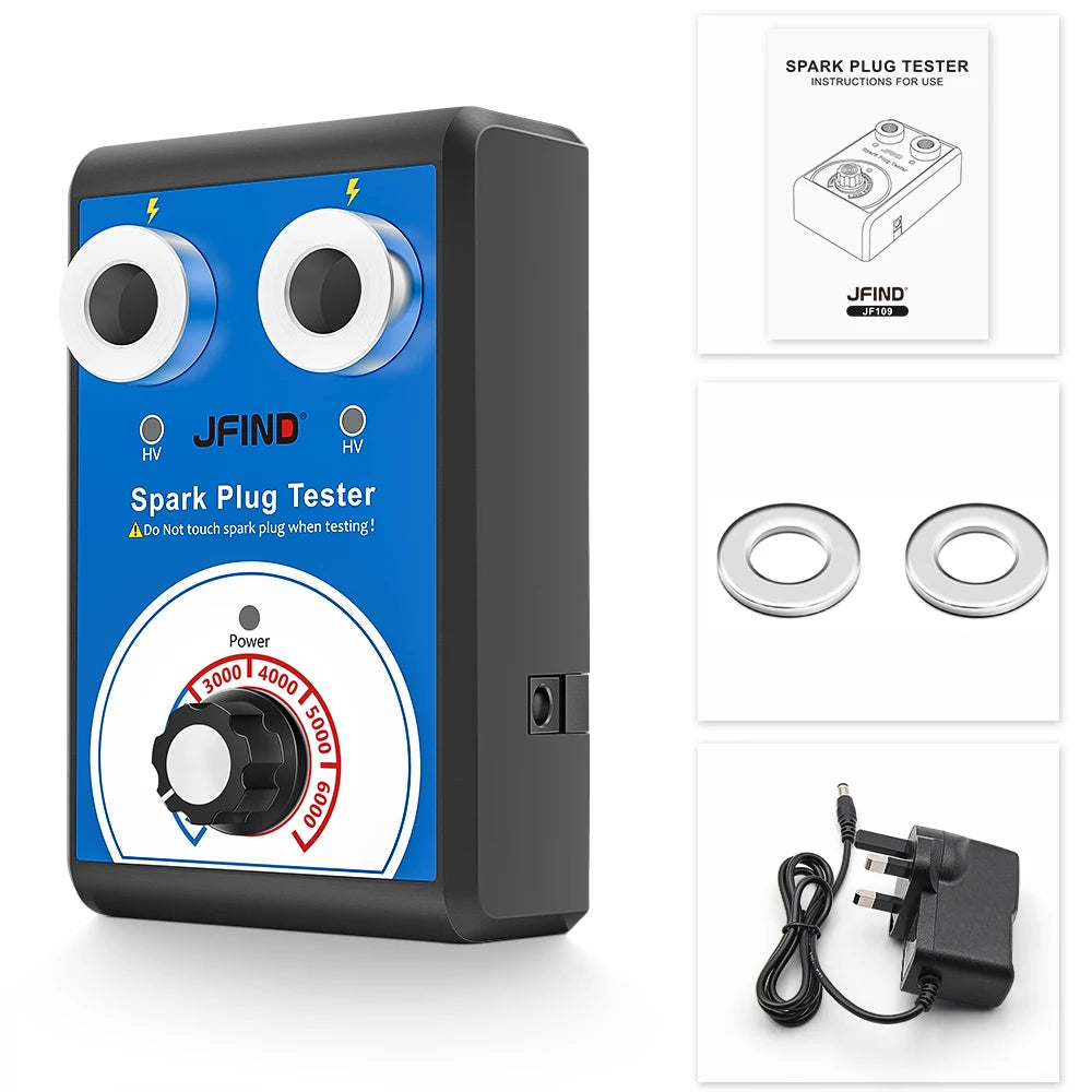 Spark Plug Tester Double Hole Diagnostic Tool 12V Auto Engine Ignition Detector 0-6000RPM