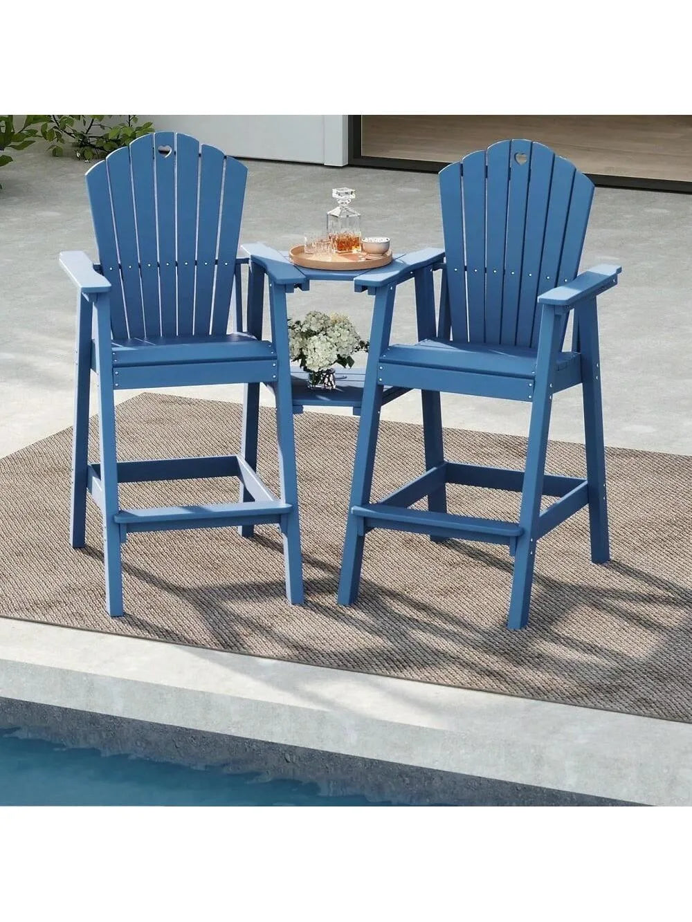 Adirondack Chairs Set Of 2 With Connecting Table HDPE