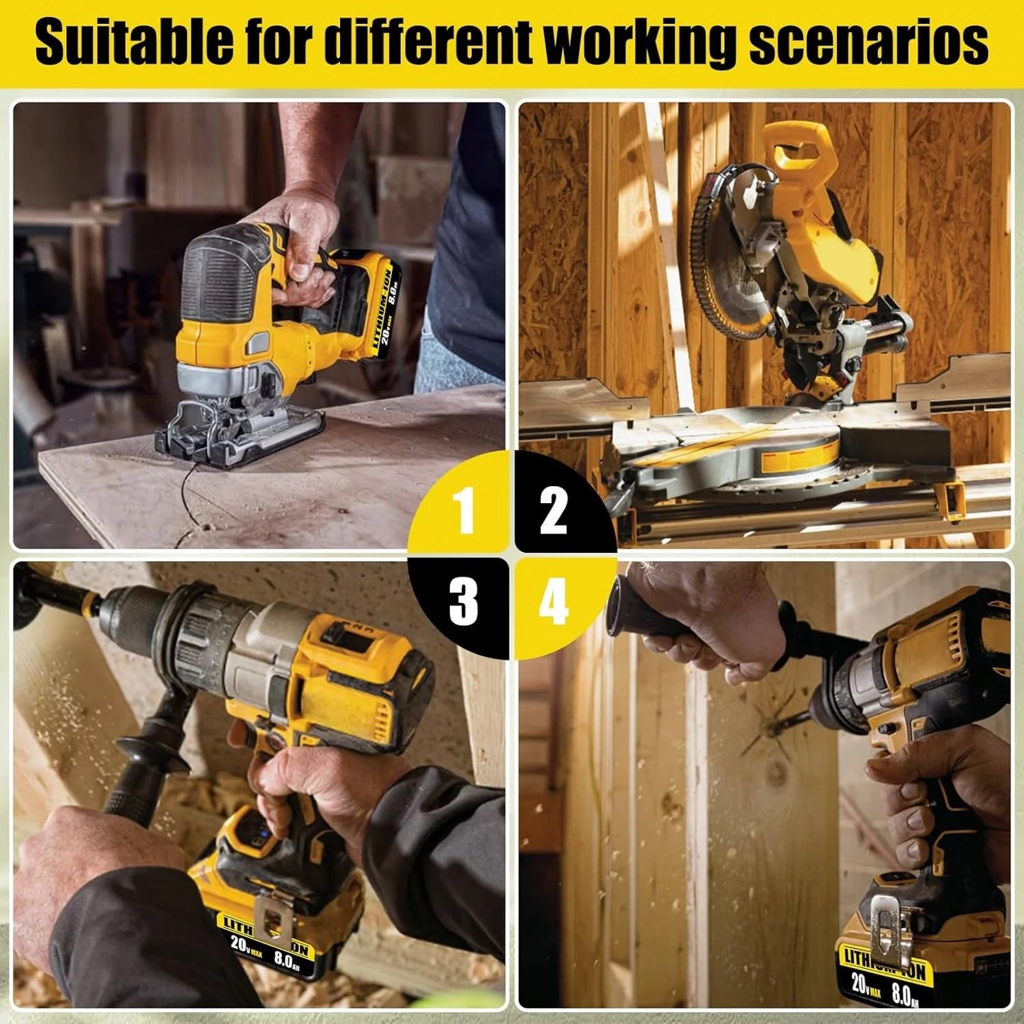 Replace DeWei 20V 8.4Ah DCB205 Hand Drill Battery for Electric Tools