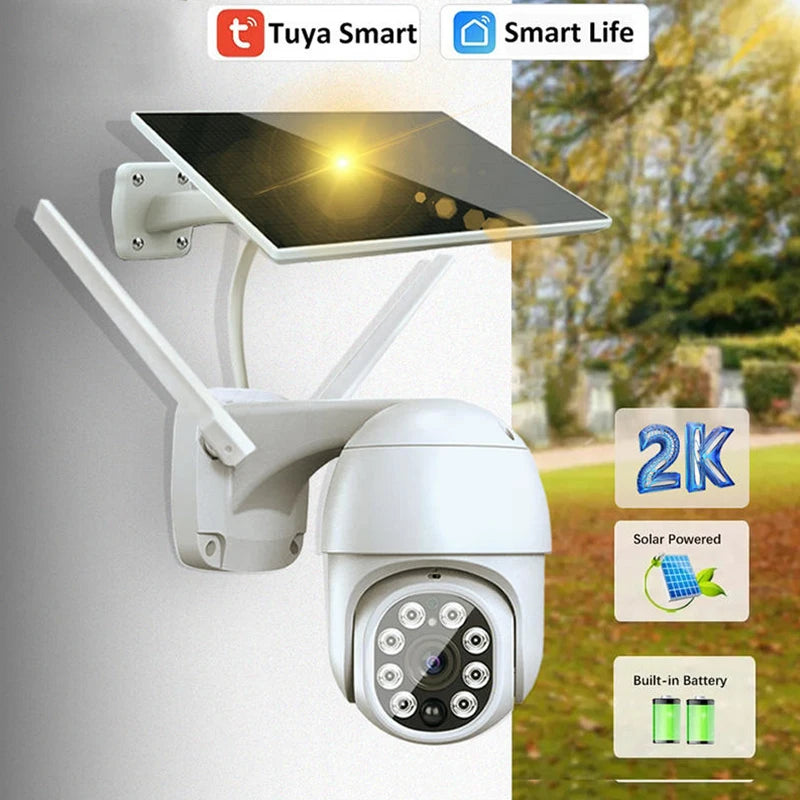 Tuya WiFi 3MP Solar Camera 10000mAh Battery Wireless PTZ Outdoor PIR Monitoring AI Human Tracking Night Vision CCTV