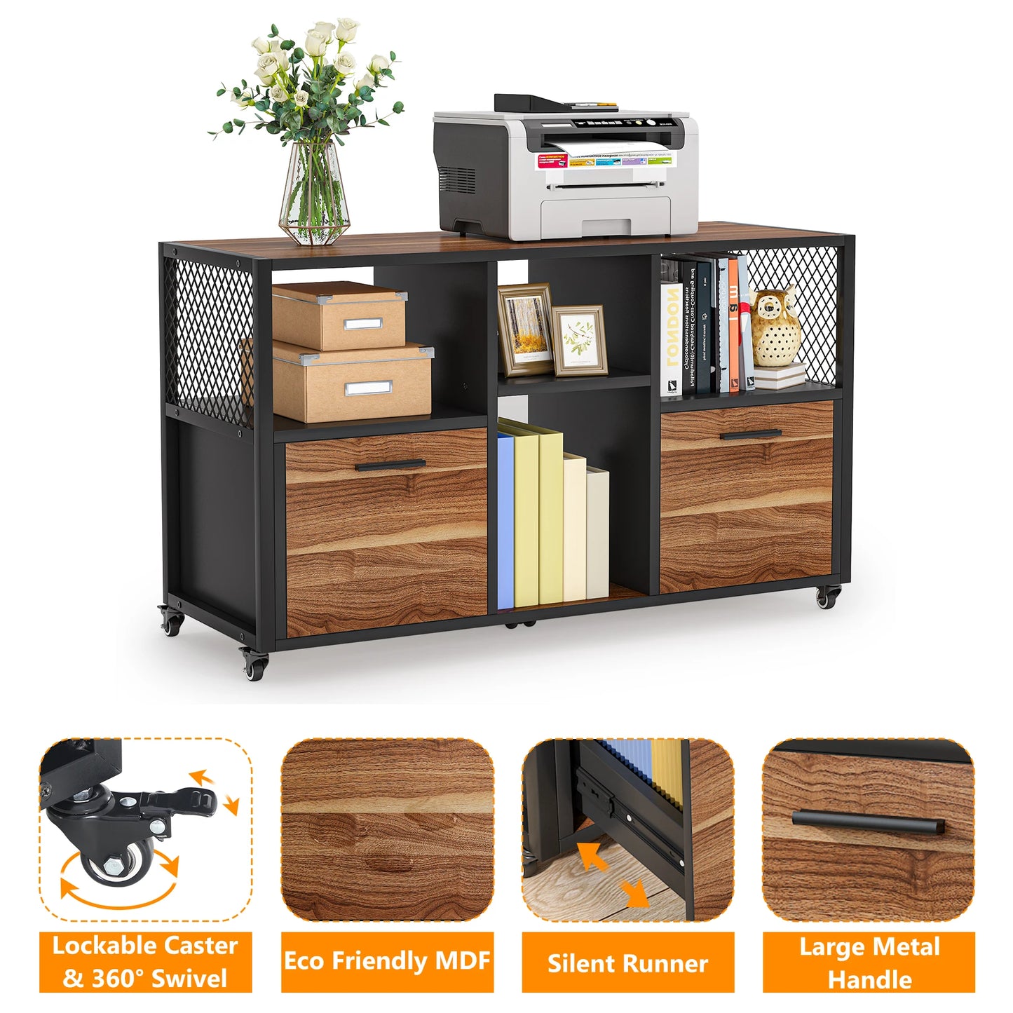 Tribesigns 2 Drawer Wood File Cabinet With Wheels Casters