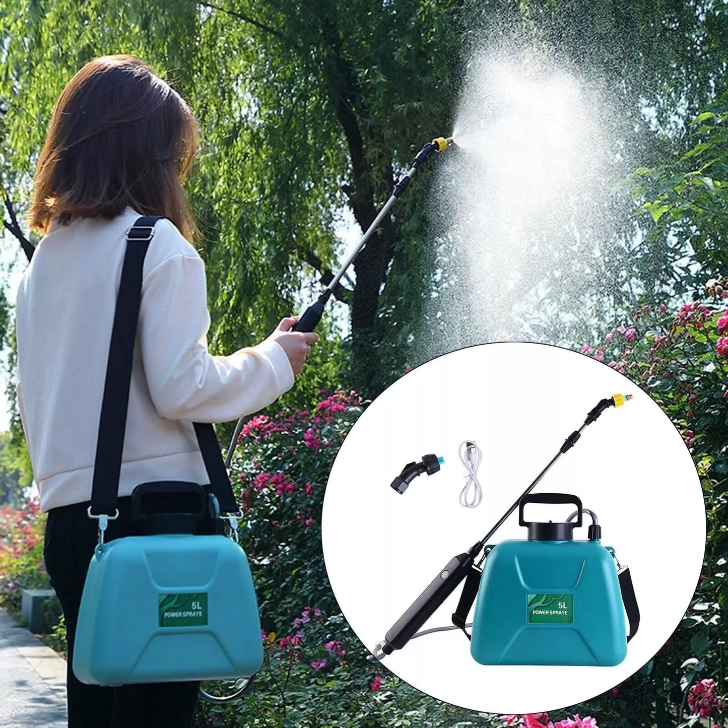 8L Automatic Electric Garden Plant Sprayer Handheld Rechargeable Atomization Watering Can