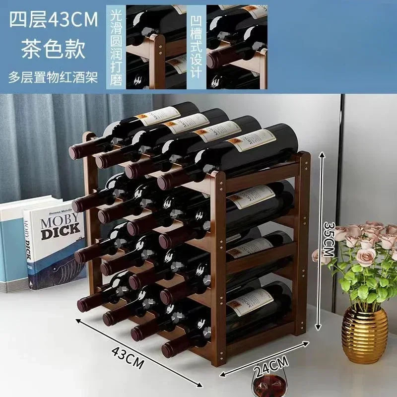 Wooden Wine Rack Display Grid Storage Shelf For Tabletop