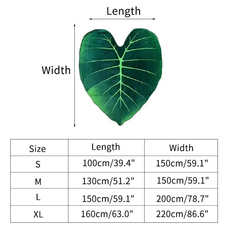 Super Soft Giant Leaf Blanket Gloriosum Plant Design Cozy Home Decor Throw for Bed and Sofa
