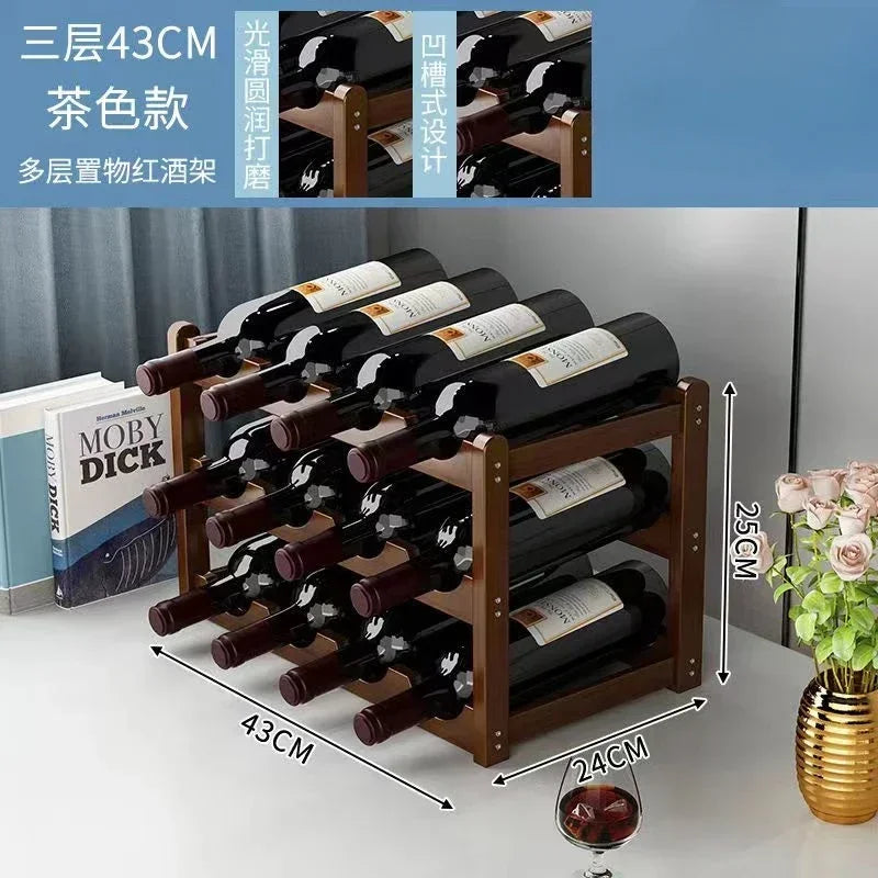 Wooden Wine Rack Display Grid Storage Shelf For Tabletop