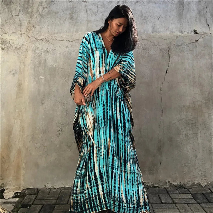 Plus Size Women Beach Coverup Casual Kaftan Swimwear Dress