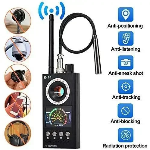Professional Anti Spy Camera Detector K68 Bug Scanner Security Protection RF Signal Hidden Gadgets Car GPS Tracker Finder