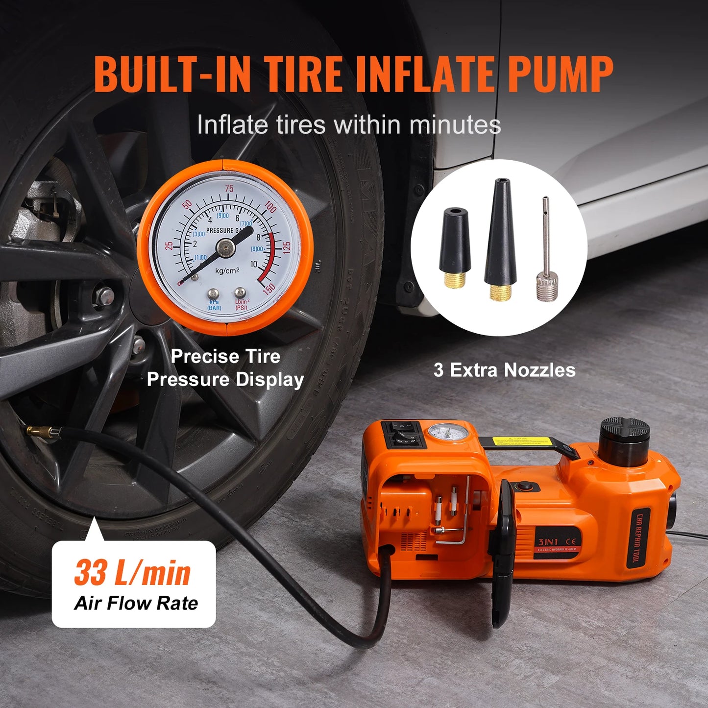 Electric Car Jack for Quick Tire Changes and Repairs with 5 Ton Capacity
