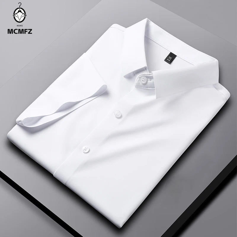 Men's Business Casual Short Sleeve Solid Color Shirt