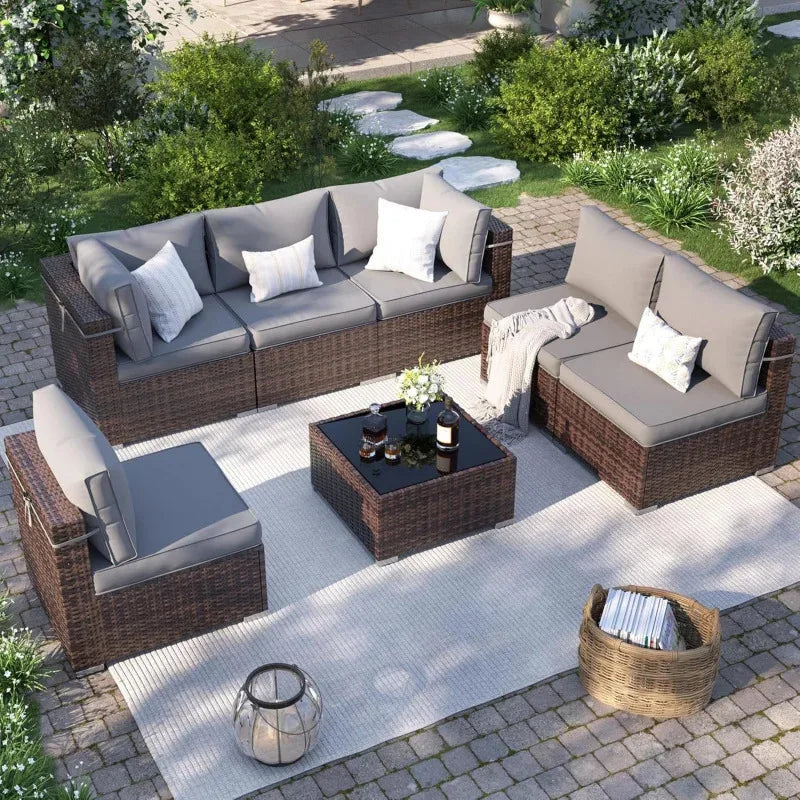Outdoor Sectional Patio Furniture Set with Waterproof Cover